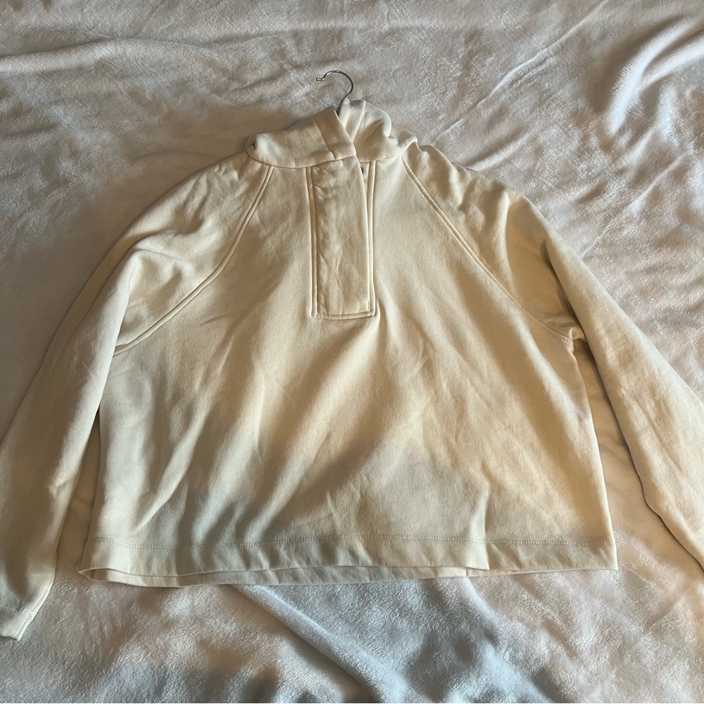 Zara Cream Half Zip Hooded Boxy Sweater size M